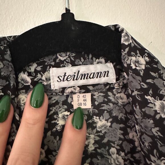 Vintage Blue Floral Silk Top - Picture 3 of 4